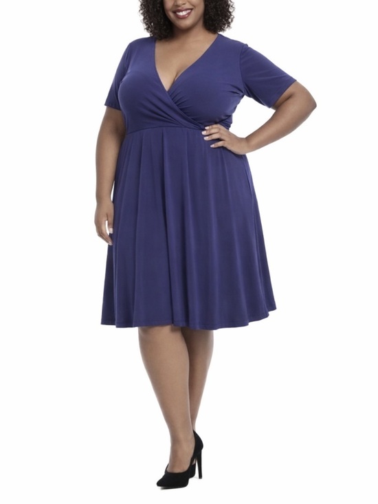 Catherine Malandrino Dresses & Skirts - Catherine Malandrino faux Wrap Jersey Knit Office Casual Navy Dog Show Dress  1X